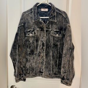 Stella Dallas Oversized Black Corduroy Western Jacket w/ Silver Studs Size L